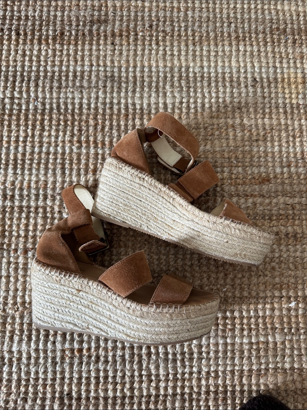 Soludos Tan Suede Espadrille Wedge Sandals